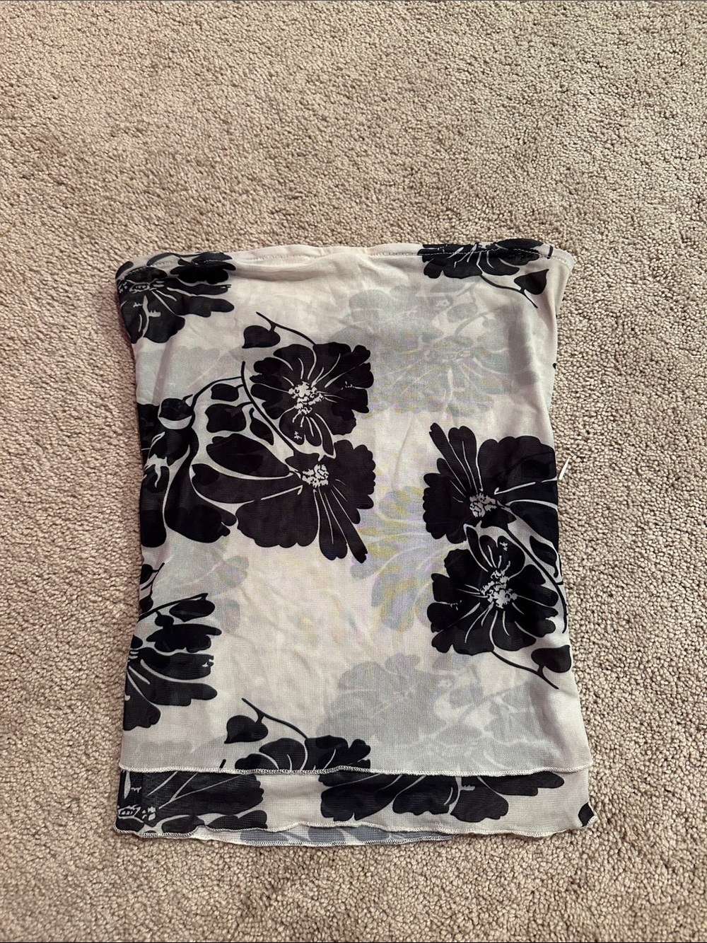 Black and White Floral Tube Top